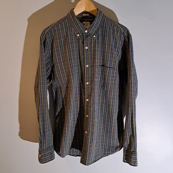 J. Crew Men's Large Tailored Fit Long Sleeve Button Down Plaid Shirt - Picture 1 of 12